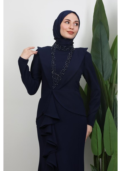 Matilda Krep Abiye Lacivert indirimleri