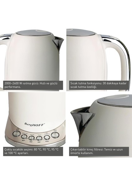 Gem Concept 1, 7 L Su Isıtıcı – 2400 W, Çoklu Otomatik Sıcaklık Ayarı | Vanilya Krem fiyatları