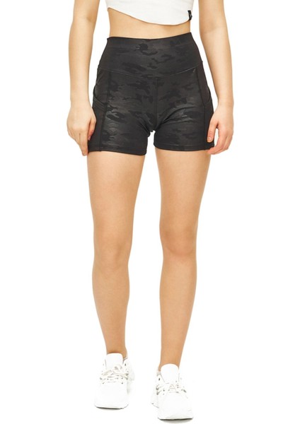 Kamuflaj Desenli Bisikletçi Şortu Yüksek Bel Esnek ve Toparlayıcı Kısa Spor Şort modelleri