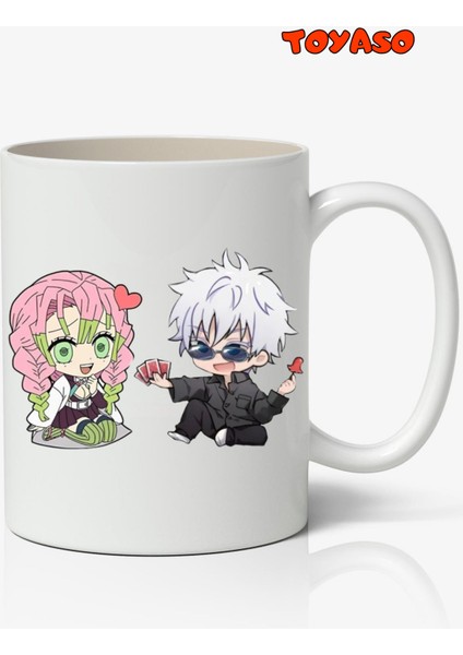 Jujutsu Kaisen Mitsuri Kanroji Gojo Satoru Anime Temalı Beyaz Kupa Bardak Sevgiliye Arkadaşa Hediye