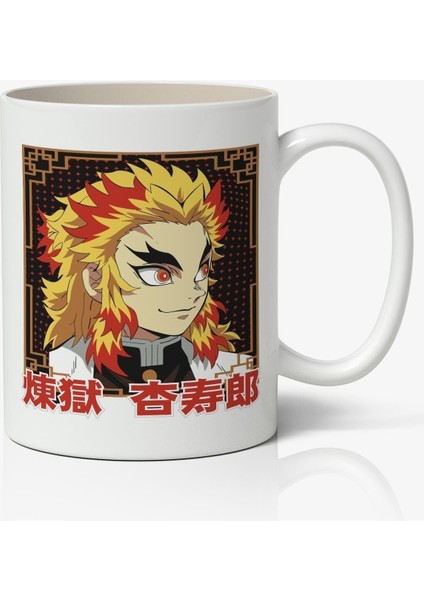 Iblis Keser Kyojuro Rengoku Anime Beyaz Kupa Bardak