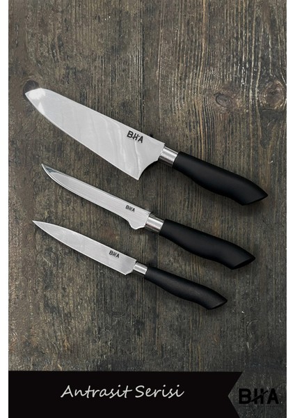 Sürmene Bha 3 Parça Şef Mutfak Bıçak Seti Günlük Kullanım Dilimleme Şef Et Ekmek Sebze Çeyiz