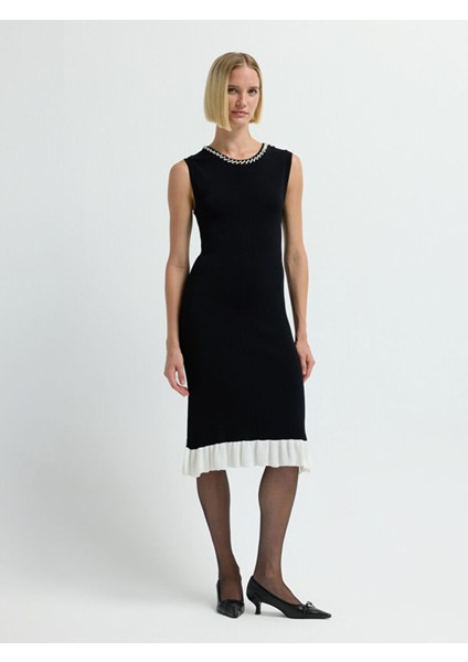 Inci Detaylı Triko Elbise Siyah 12445618000