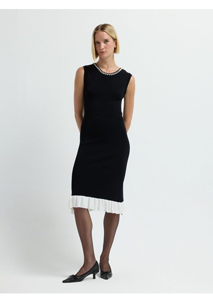 Inci Detaylı Triko Elbise Siyah 12445618000 fırsatları