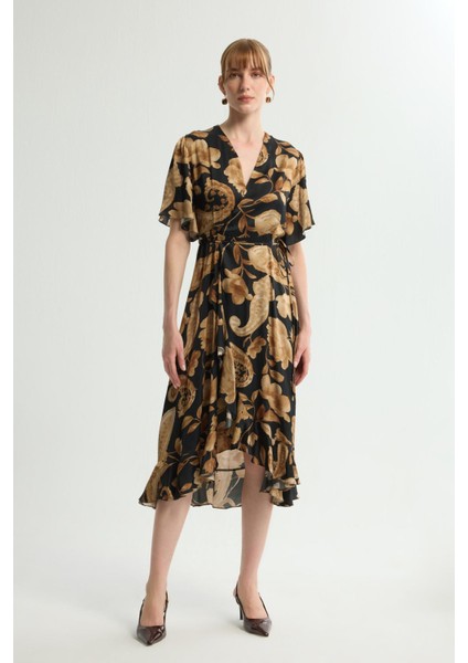 Desenli Saten Elbise Emp.khv 124L8592005 modelleri