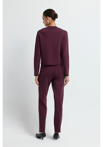 Şerit Detaylı Triko Hırka Murdum 13445585000 indirimleri