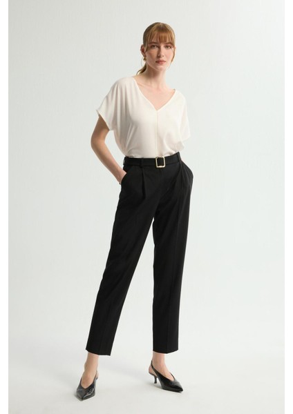 Yandan Cepli Kemerli Pantolon Siyah 153L9685000