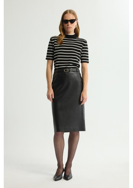 Kemerli Deri Etek Siyah 127L9688000