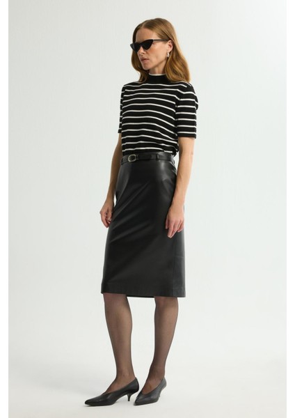 Kemerli Deri Etek Siyah 127L9688000 fırsatları