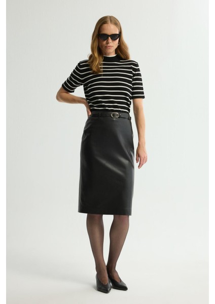 Kemerli Deri Etek Siyah 127L9688000 indirimleri