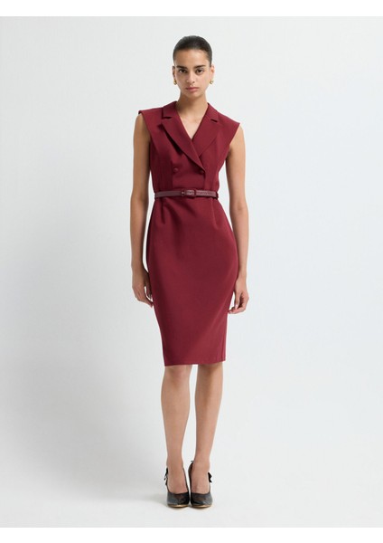 Kruvaze Kolsuz Elbise Bordo 12444224001 fırsatları