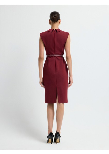 Kruvaze Kolsuz Elbise Bordo 12444224001 indirimleri