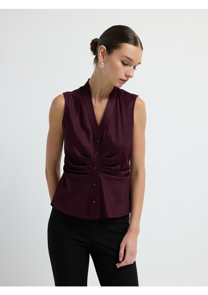 Büzgülü Düğmeli Bluz Murdum 11543676003