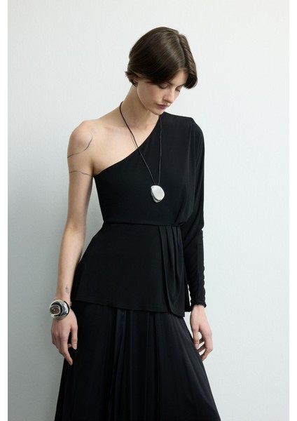 Tek Omuz Örme Bluz Siyah 115M2245000