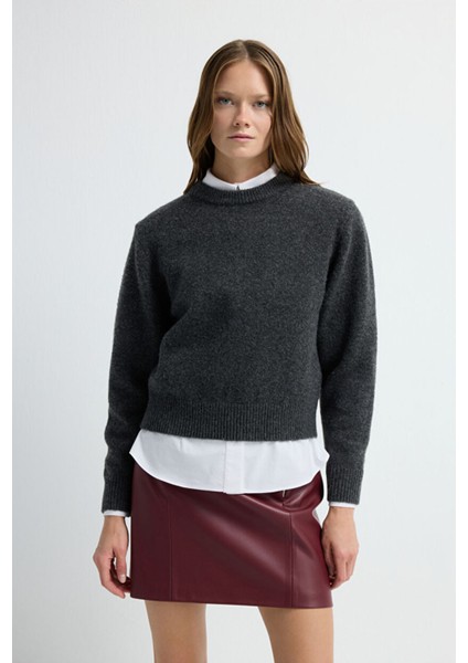 Uzun Kol Triko Kazak Antrasit 13945303000