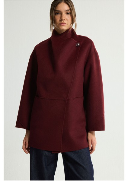 Geniş Yakalı Kaban Bordo 136L9578000