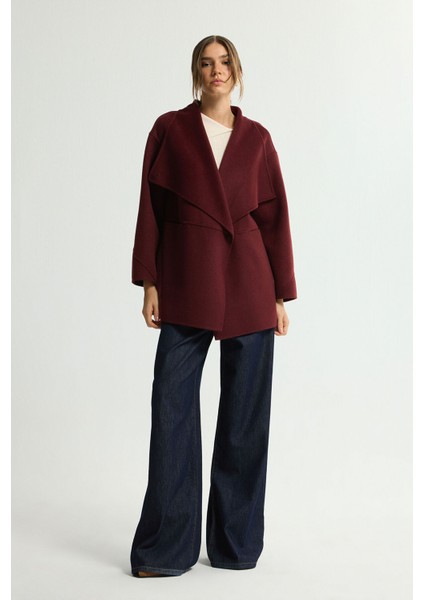 Geniş Yakalı Kaban Bordo 136L9578000 modelleri