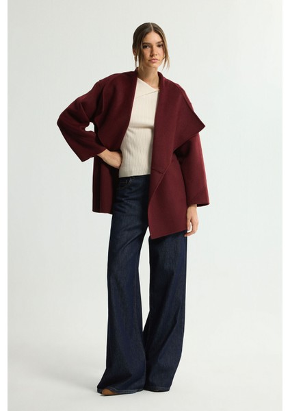 Geniş Yakalı Kaban Bordo 136L9578000 indirimleri