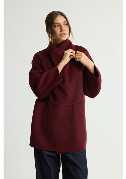 Geniş Yakalı Kaban Bordo 136L9578000
