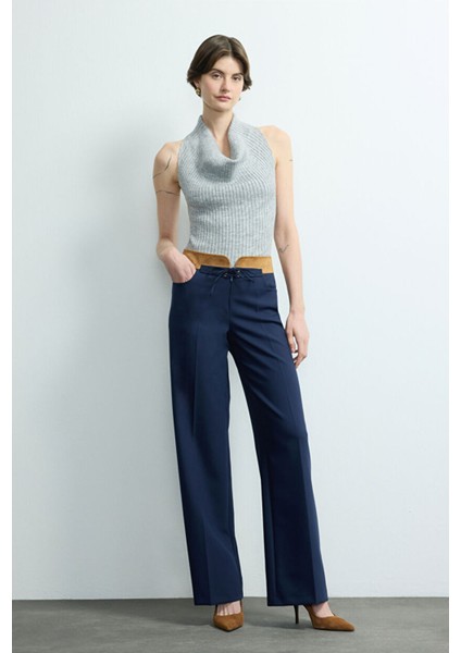 Geniş Paça Cepli Pantolon Lacivert 153M2226000