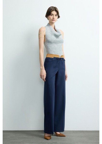 Geniş Paça Cepli Pantolon Lacivert 153M2226000 fırsatları