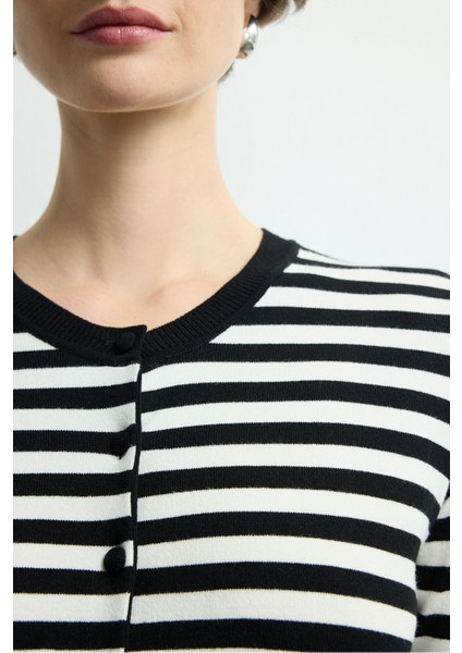 Çizgili Düğmeli Triko Hırka C.siyah 134M2270000 fiyatları