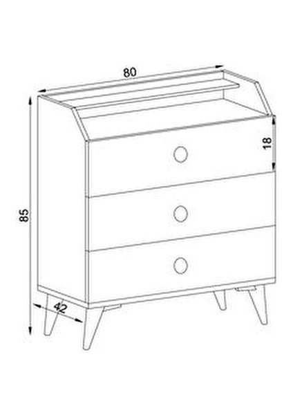 Ronda Modern Şifonyer 85 cm Yükseklik 80 cm Genişlik 42 cm Derinlik 1 Çekmeceli indirimleri