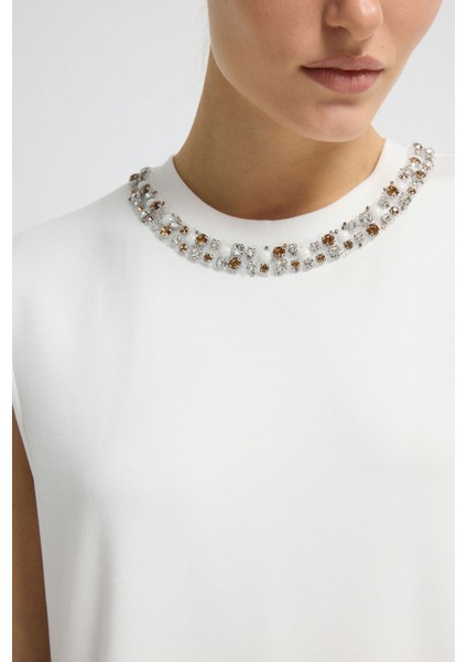 Taş Detaylı Kolsuz Bluz Kemik 11546053000 fiyatları