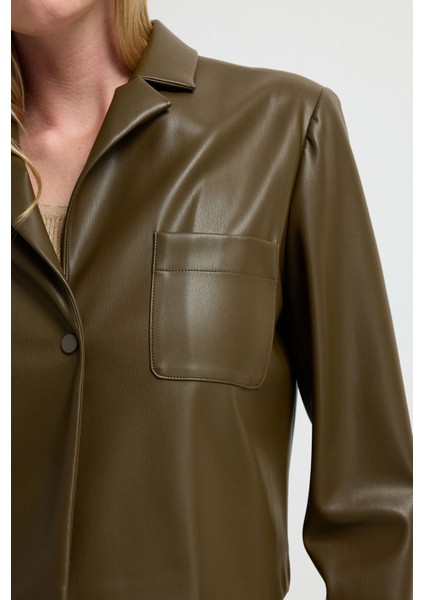 Deri Crop Ceket Haki 11944206001 fiyatları