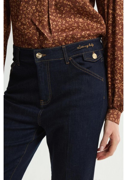 Geniş Paça Denim Pantolon Lacivert 153L9649000 fiyatları