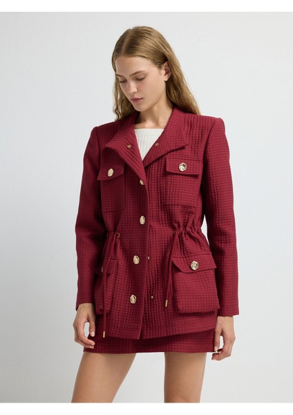 Hakim Yaka Kapitone Ceket Bordo 11945538000