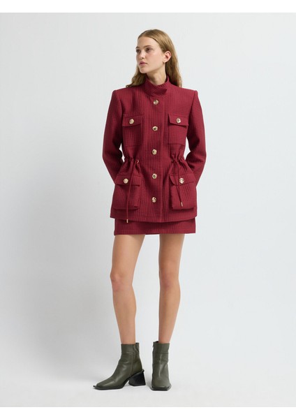 Hakim Yaka Kapitone Ceket Bordo 11945538000 fiyatları