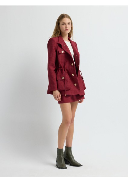 Hakim Yaka Kapitone Ceket Bordo 11945538000 fırsatları