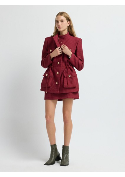 Hakim Yaka Kapitone Ceket Bordo 11945538000 indirimleri