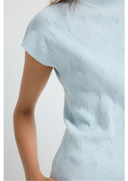 Düşük Kol Triko Bluz Mavi 11544351001 fiyatları