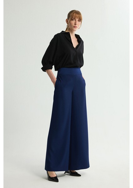 Geniş Paça Pantolon Lacivert 153L9081001 fırsatları