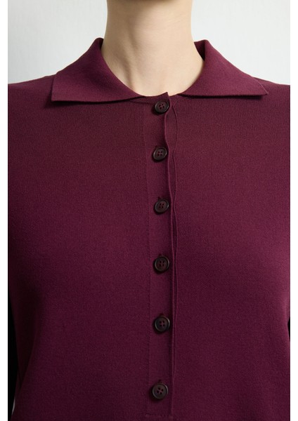 Düğmeli Triko Kazak Bordo 139M2277000 fiyatları