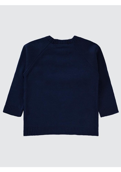 Ayı Baskılı Bisiklet Yaka 2-5 Yaş Kazak - Lacivert 2-3 Yaş