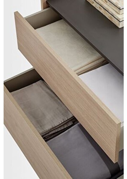 Terra Şifonyer Ceviz Renk Modern Tasarım 125 cm 2 Çekmeceli Fonksiyonel