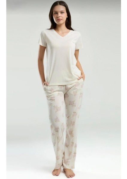 Kadın Kısa Kol Cepli Pijama TAKIM-9006