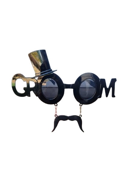 Gözlük Bride-Groom Damat Gözlük Groom Bıyıklı Siyah