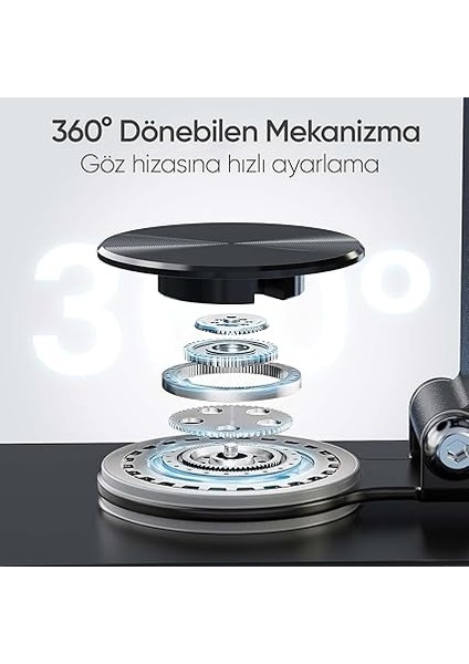 Çok Yönlü 360° Dönebilen Metal Gövdeli Telefon Standı Ayarlanabilir ve Katlanabilir Masa Üstü Ev ve Ofis Kullanımı Için Tüm Telefonlarla Uyumlu Tutucu (Gümüş) fiyatları