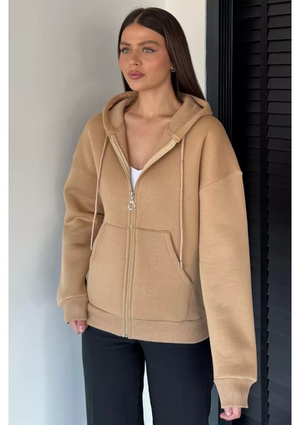 Kadın Üç Iplik Şardonlu Kapüşonlu Sweatshirt P-00019011 fiyatları