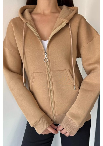 Kadın Üç Iplik Şardonlu Kapüşonlu Sweatshirt P-00019011 modelleri