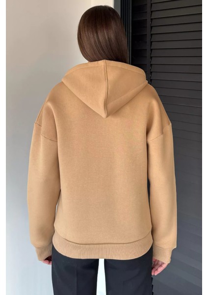 Kadın Üç Iplik Şardonlu Kapüşonlu Sweatshirt P-00019011 fırsatları