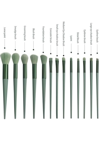 Orret Home 13 Parça Makyaj Fırça Seti, Fondöten, Pudra, Kapatıcı, Göz Farı, Allık, Vurgulayıcı, Kaş Fırçası Içeren Set, Yeni Başlayanlar ve Profesyonel Makyaj Sanatçıları Için, Bez Çantalı (Yeşil)
