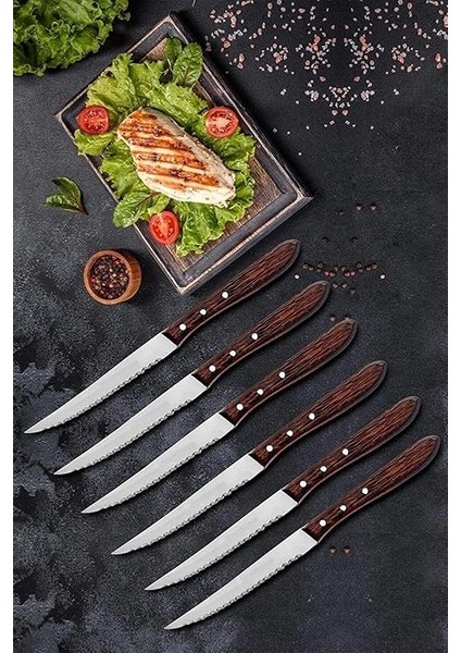 Home Steak Et Bıçak Mutfak Bıçak Seti Restoran Et Kesme Doğrama Meyve Sebze Bıçak Şık Venge 6 Adet modelleri