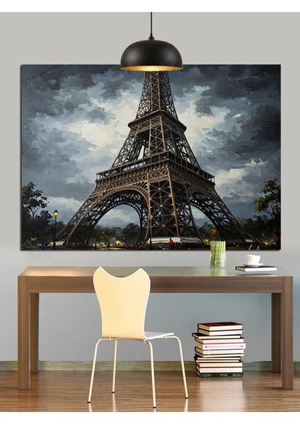 Eyfel Kulesi Paris Manzarası Dekoratif Kanvas - Mdf Ahşap Tablo