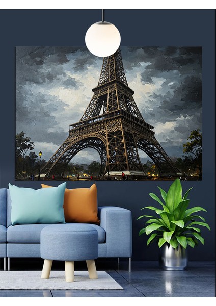 Eyfel Kulesi Paris Manzarası Dekoratif Kanvas - Mdf Ahşap Tablo fiyatları