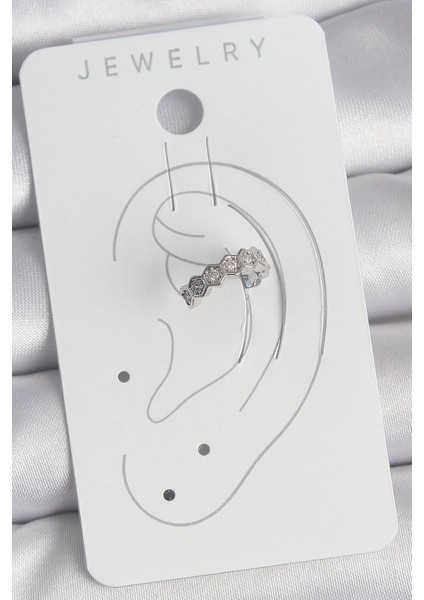 Bfs Pirinç Gümüş Renk Bal Peteği Model Zirkon Taşlı Kadın Kıkırdak Küpe fiyatları